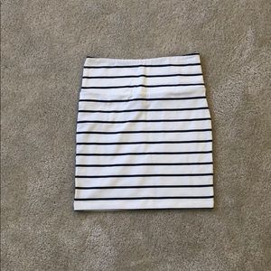 White and navy striped skirt